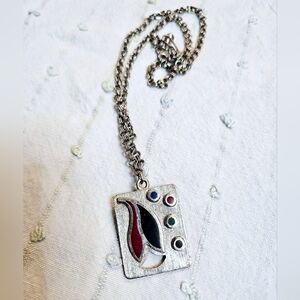 Vintage 90s Enamel Pendant Necklace
